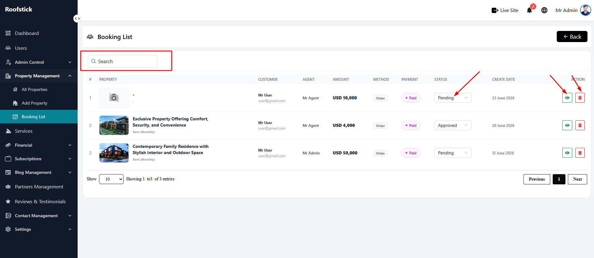 Booking List