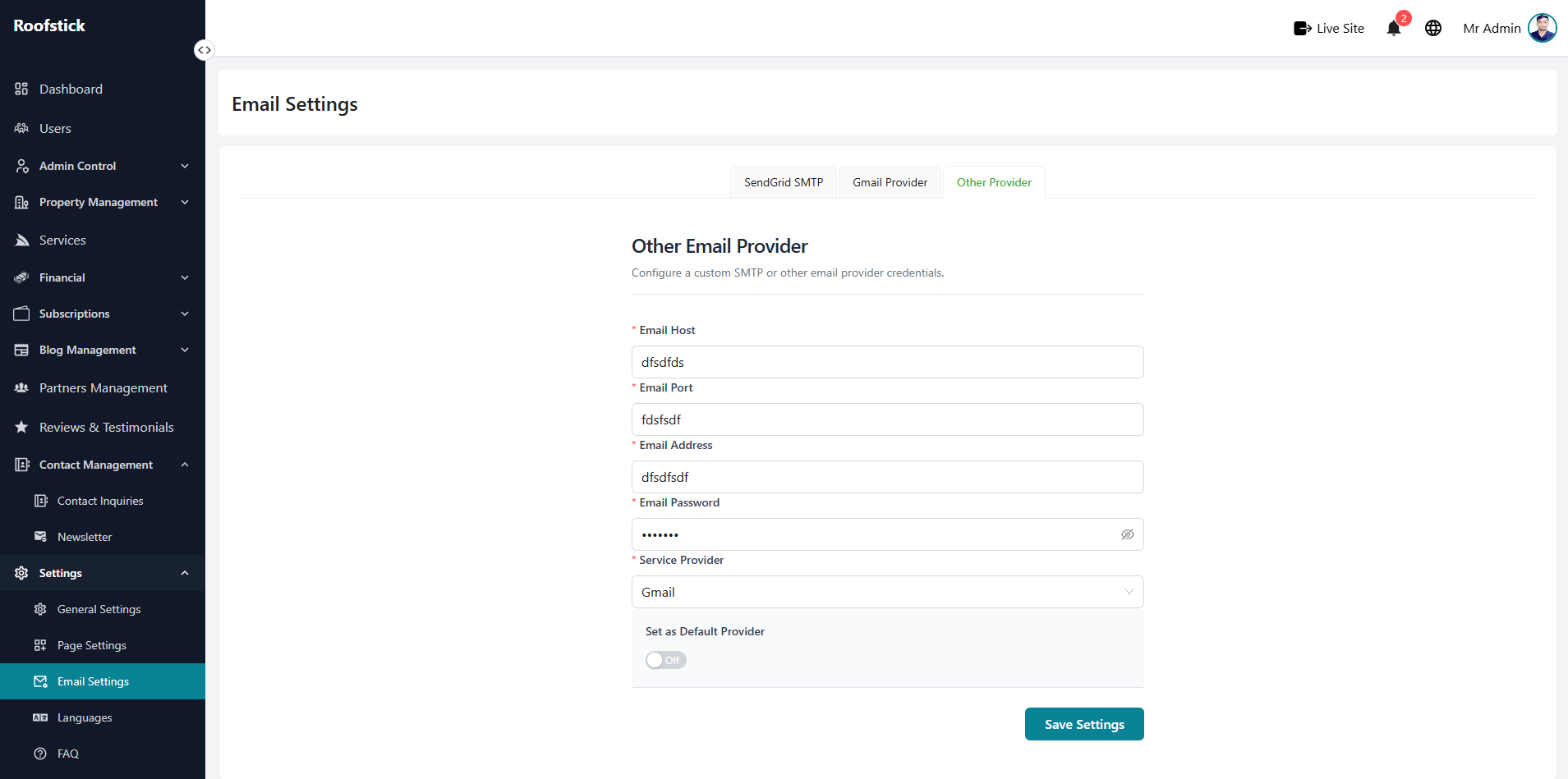 Email Options