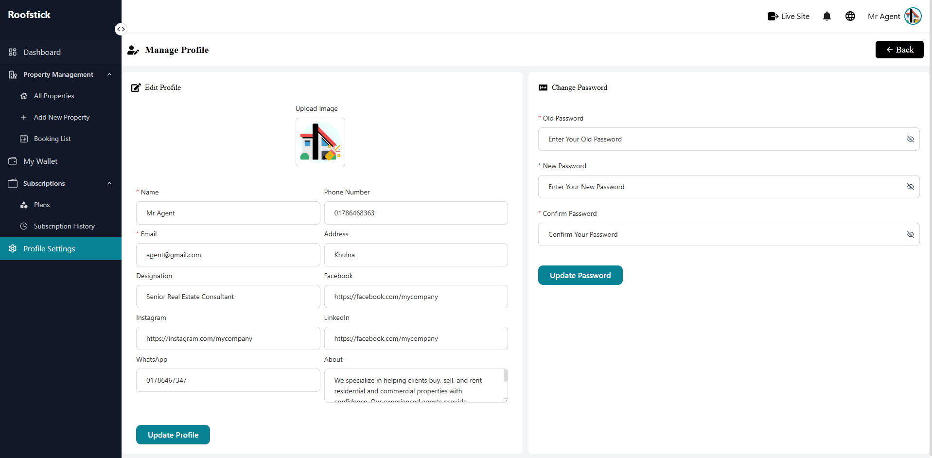 Profile Settings